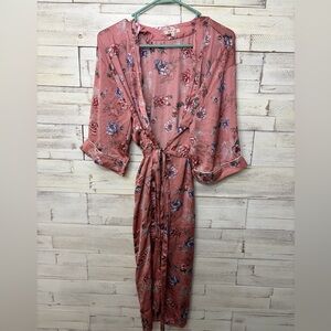 Bleuh Ciel Floral Kimono Robe - Pink lightweight size large